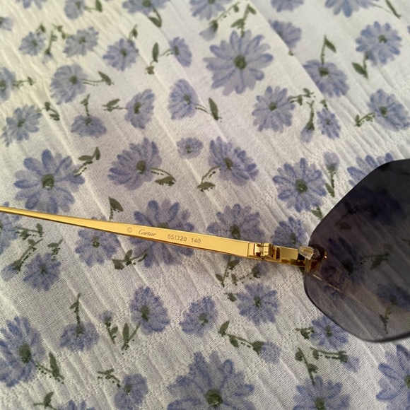 Cartier Gold Tone/Black Panther Rimless Sunglass - Picture 9 of 13